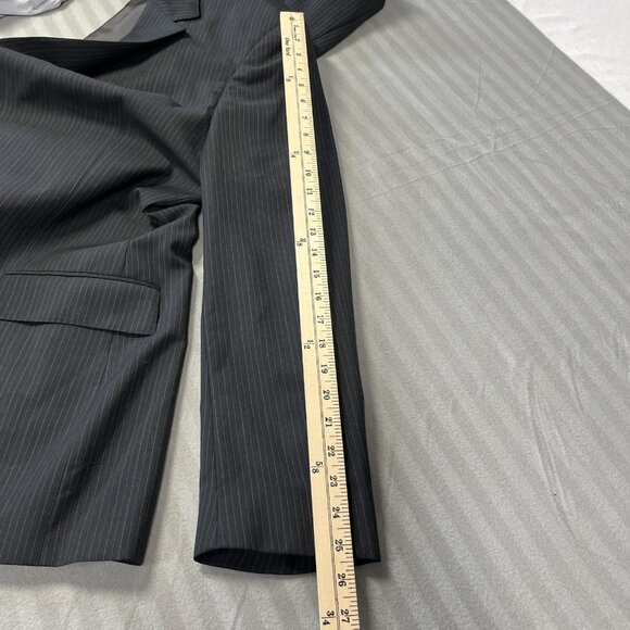 Hugo Boss Suit Mens 46 Long Gray Pinstripe Wool Two Button Jacket Pants 38x32 - Picture 12 of 16